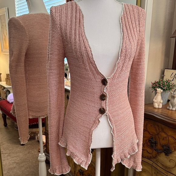 Kimchi Blue Sweaters - Kimchi Blue Blush Pink Ruffled Cardigan